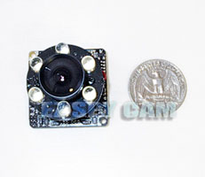 click to enlarge... ECC-300 - Day Night Micro Board Camera w/ Super Strong 850nm Visible 6 LED  - YMC-3232-6S
